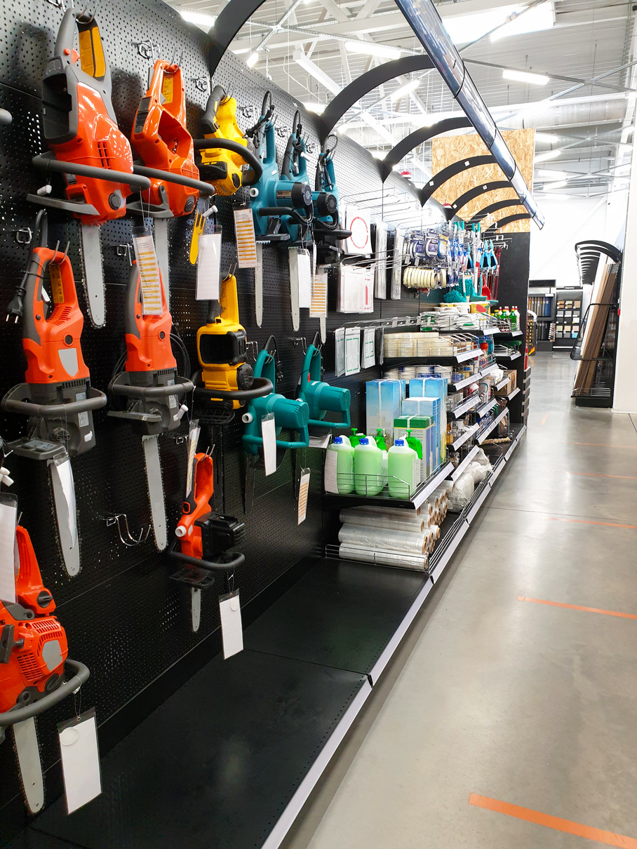 building tool in a hardware store
